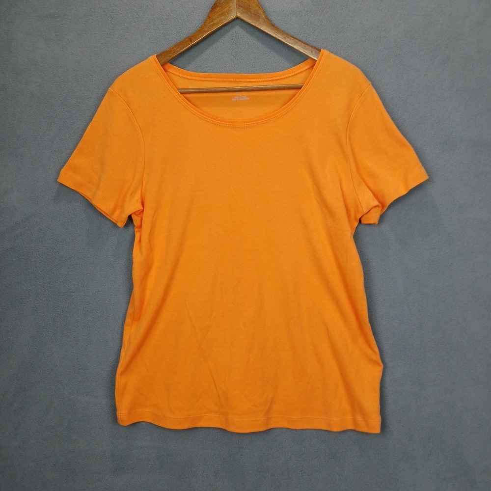 Christopherβ & Banks T Shirt Womens Large Orange Cotton Short Sleeve Round Neck